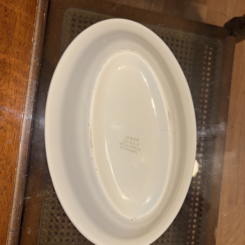 VTG Chunky Restaurant Ware Oval Dish American Commercial China Co. White 9X6 - Picture 3 of 4